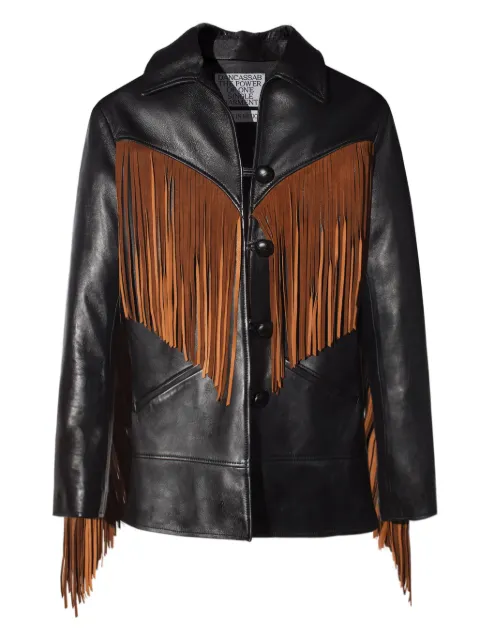 DANCASSAB Dottie fringe-trim leather jacket Black DCFW19MDOTNE7FL