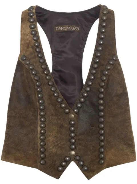 DANCASSAB Naomi stud-embellished suede vest Brown DCFW23MNAOCKMPP