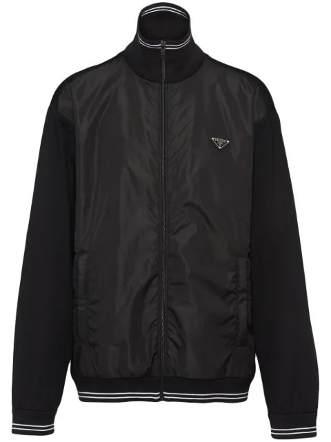 Prada triangle-logo panelled bomber jacket Black UJL42BSOOO1YR5