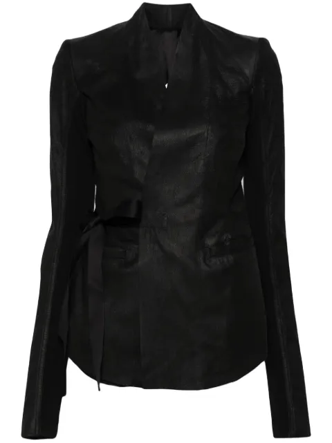 Rick Owens cracked-effect leather jacket Black RP01D2707LBA
