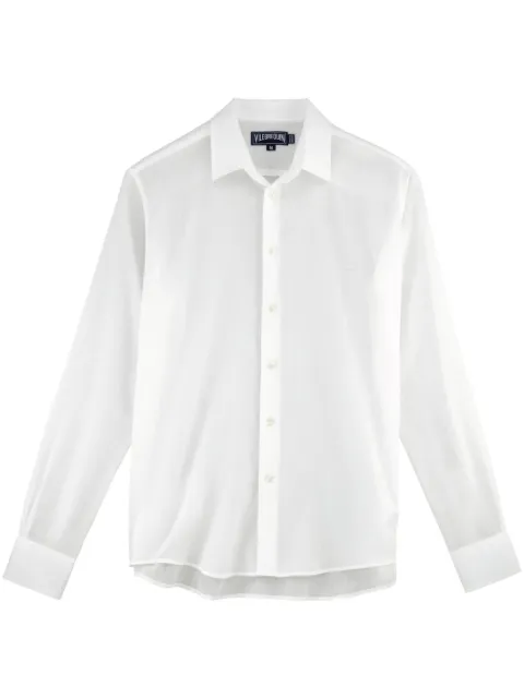 Vilebrequin Caracal Turtle-embroidered voile shirt White CCAC3V00