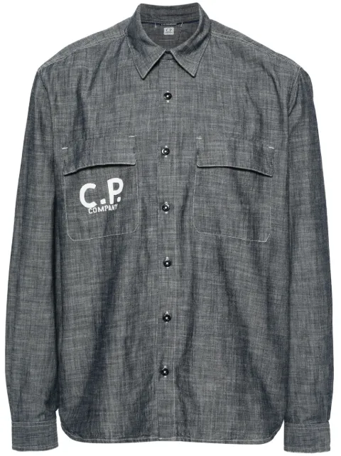 C.P. Company logo-print chambray shirt Grey 16CMSH150A110065W