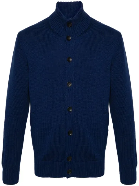 Zanone ribbed-knit cotton cardigan Blue 812485ZM364