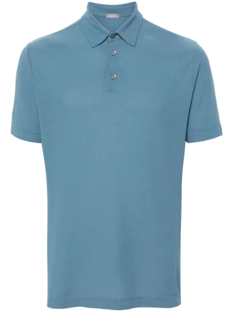Zanone fine-knit cotton polo shirt Blue 811818ZG380