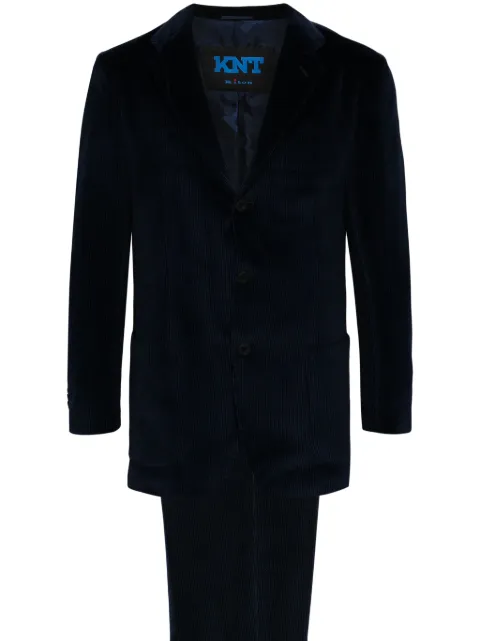 Kiton single-breasted corduroy suit Blue UAS0106K0162C02005