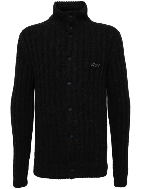 Kiton logo-embroidered wool cardigan Grey UMM046708000