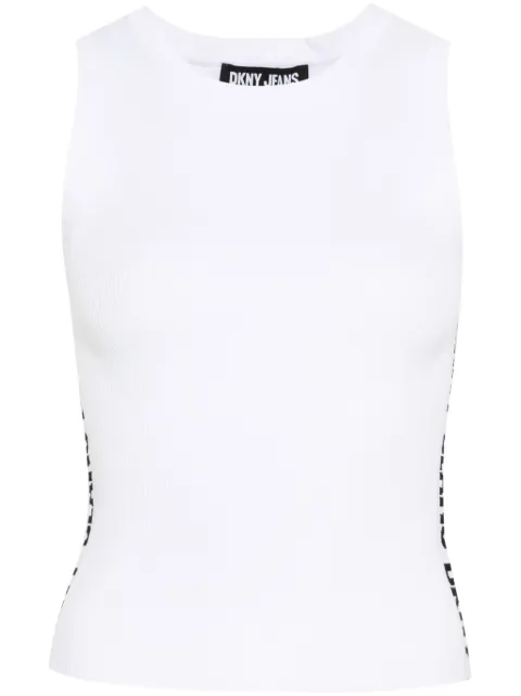DKNY jacquard-logo ribbed top White DJ4R0115