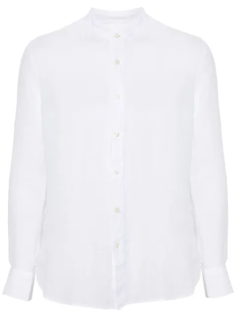 120% Lino band-collar linen shirt White 31ALIM11590000115000