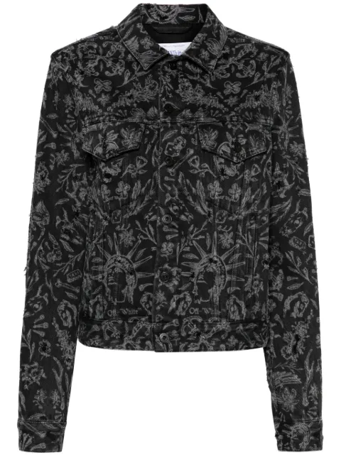 Off-White Tattoo distressed denim jacket Black OWYE012S24DEN0011001