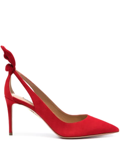 Aquazzura Bow Tie 85mm suede pumps Red DENMIDP0SUEF00