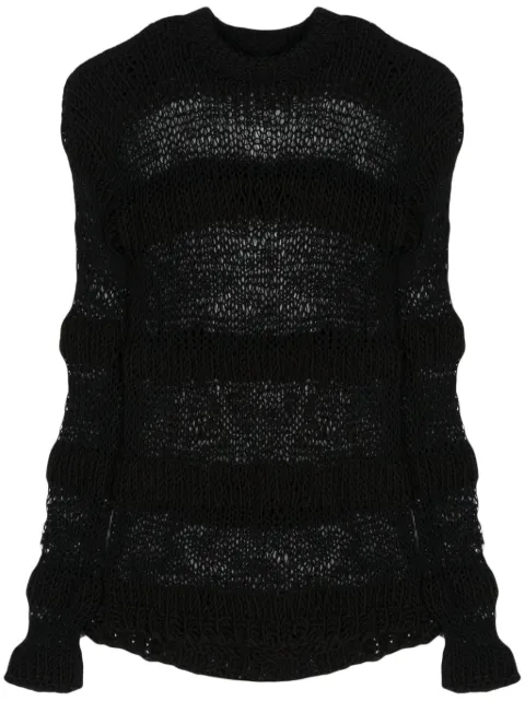 HELIOT EMIL striped open-knit jumper Black HEM07039