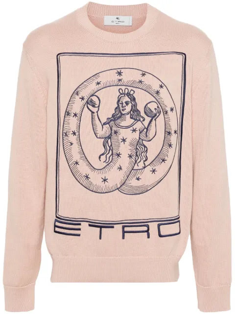 ETRO motif-embroidered cotton jumper Pink MRKF0003AC233