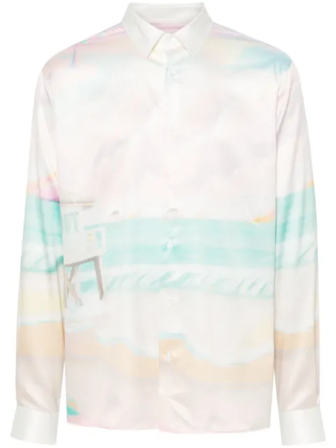 Family First beach-print bowling shirt Pink SHS2409MC