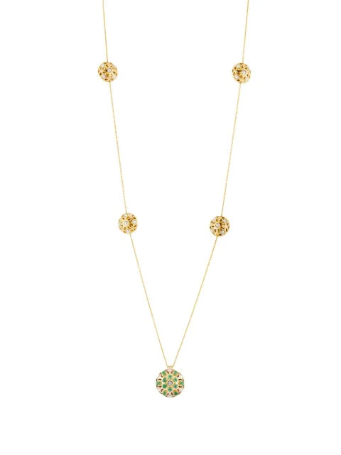 Officina Bernardi 18kt yellow gold Damasco Station emerald necklace Gold DAMASCOSTATIONSYGOLDEMERALD