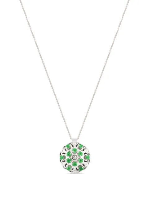 Officina Bernardi 18kt white gold small Damasco emerald necklace Silver DAMASCOPENDANTSWGOLDEMERALD