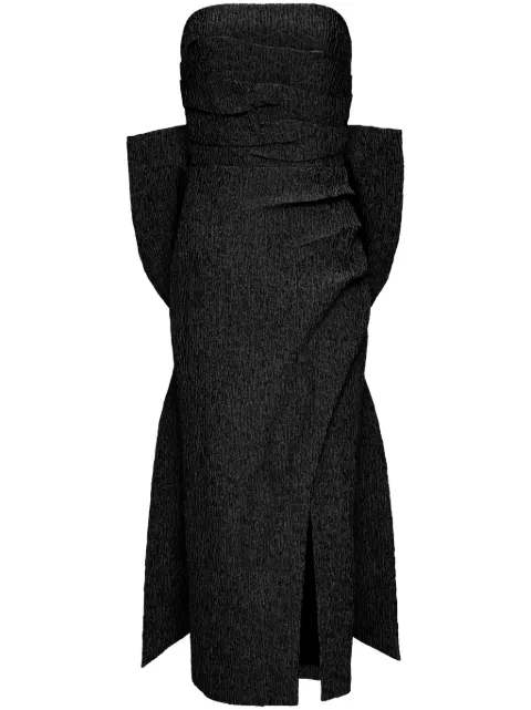 Rebecca Vallance Helene oversize-bow strapless midi dress Black RVBR1304