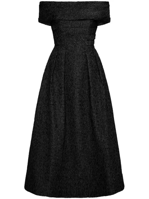 Rebecca Vallance Helene textured off-shoulder midi dress Black RVBR1305