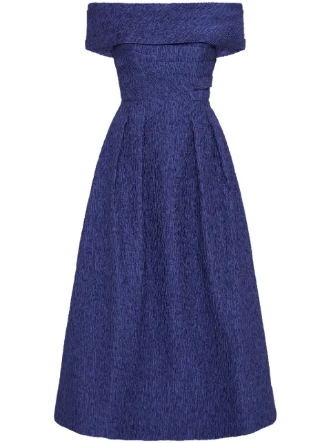 Rebecca Vallance Helene textured off-shoulder midi dress Blue RVBR1305