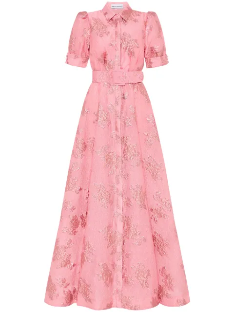 Rebecca Vallance floral-jacquard belted dress Pink RVBR1387