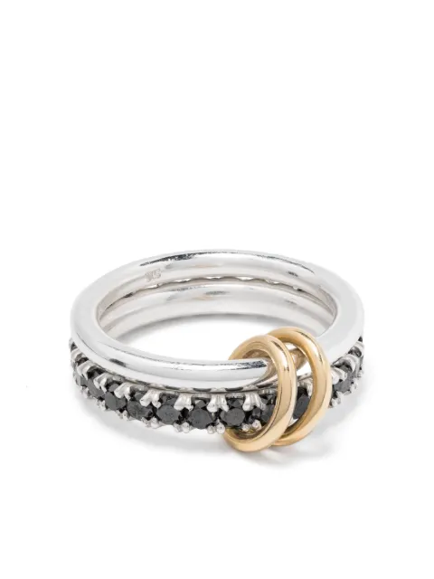 Spinelli Kilcollin 18kt yellow gold Enzo SG Noir diamond linked rings Silver G2ENZSGNOIR