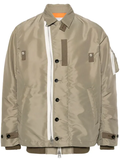 sacai contrasting-trim layered bomber jacket Green 2403320M