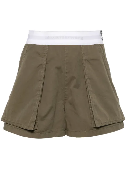 Alexander Wang logo-waistband cotton cargo shorts Green 1WC2244726305