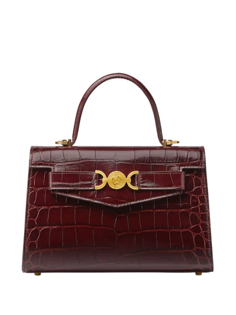 Versace crocodile-embossed leather tote bag Brown 10138231A11163