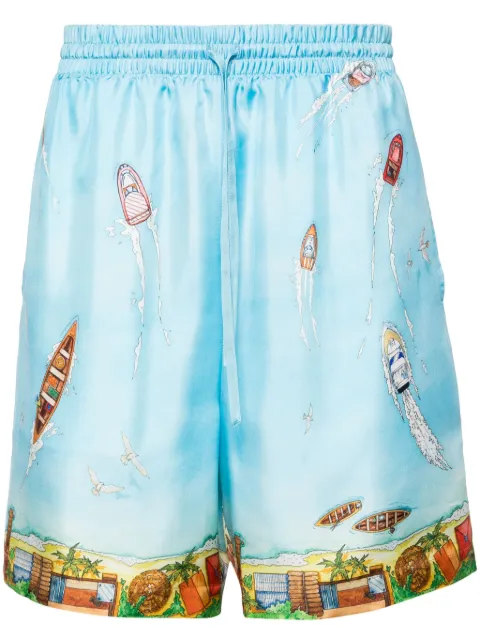 Casablanca Maison Sur Piloti silk shorts Blue MS24TR012