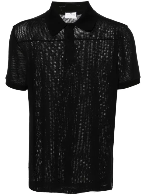 Courrèges logo-patch mesh polo shirt Black 124JPO025JS0069