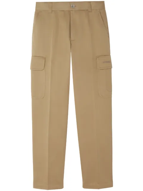 Versace logo-embroidered cargo trousers Neutrals 10151311A10683