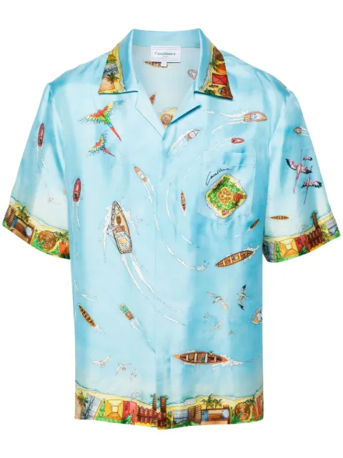 Casablanca Maison Sur Piloti silk shirt Blue MS24SH003