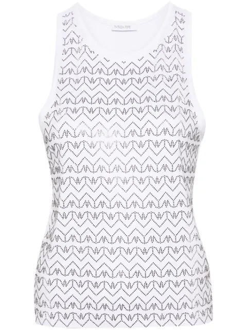 Patrizia Pepe rhinestone-embellished jersey tank top White 8M1610J051