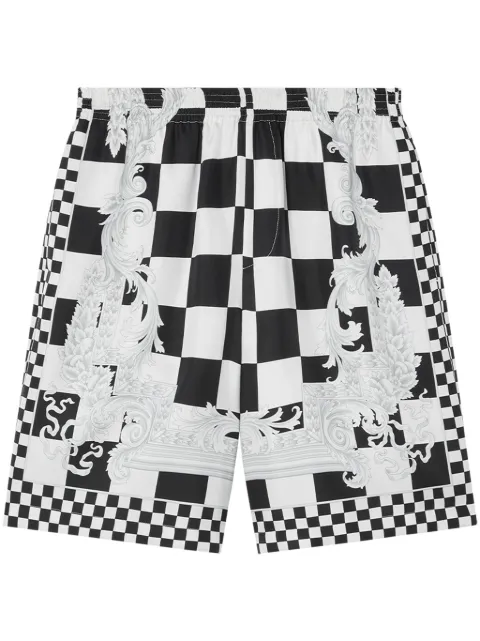 Versace Barocco check-print shorts Black 10024761A10864