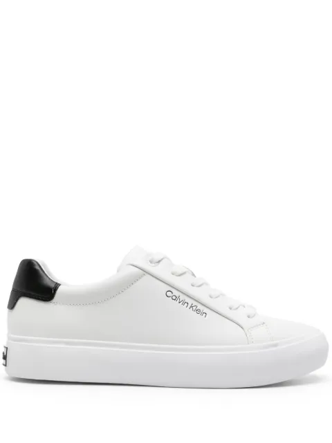 Calvin Klein logo-debossed leather sneakers White HW0HW02037
