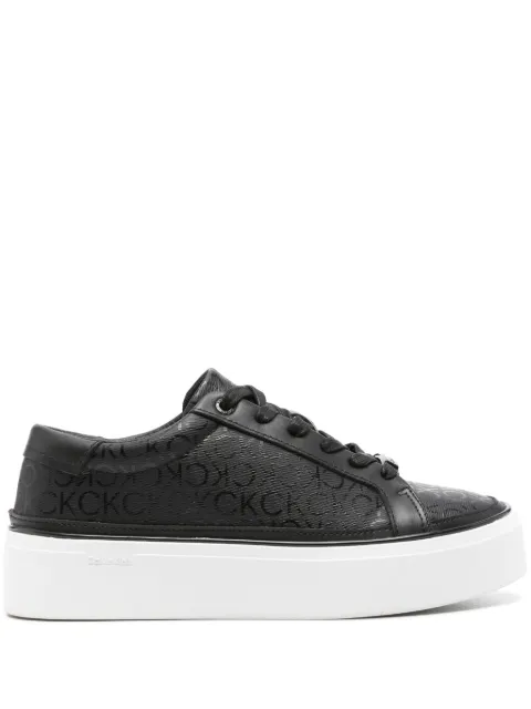 Calvin Klein monogram-print flatform sneakers Black HW0HW01911