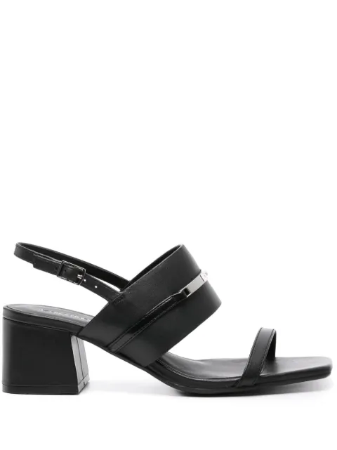 Calvin Klein 55mm logo-plaque leather sandals Black HW0HW02056