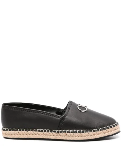 Calvin Klein logo-plaque leather espadrilles Black HW0HW02036