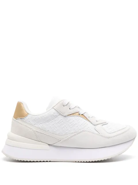 Tommy Hilfiger monogram-embossed leather sneakers White FW0FW07816