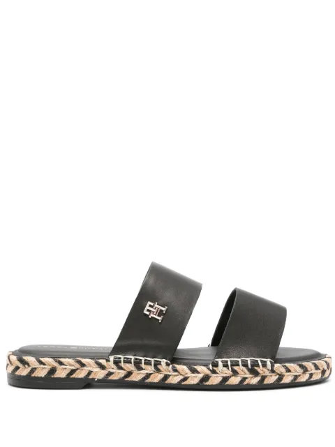 Tommy Hilfiger logo-plaque leather espadrilles Black FW0FW07931