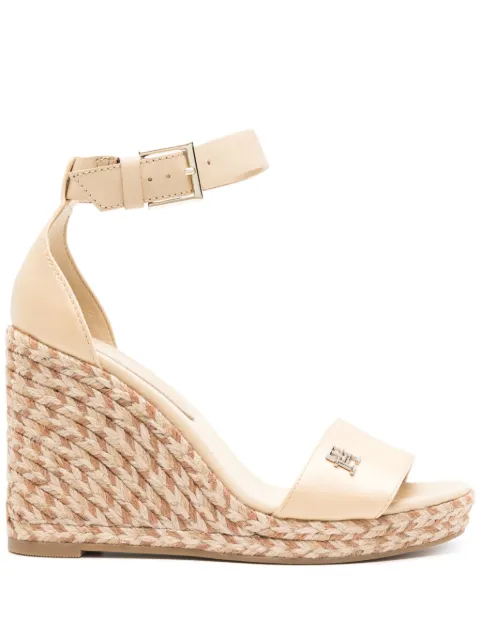 Tommy Hilfiger logo-plaque wedge espadrilles Brown FW0FW07914