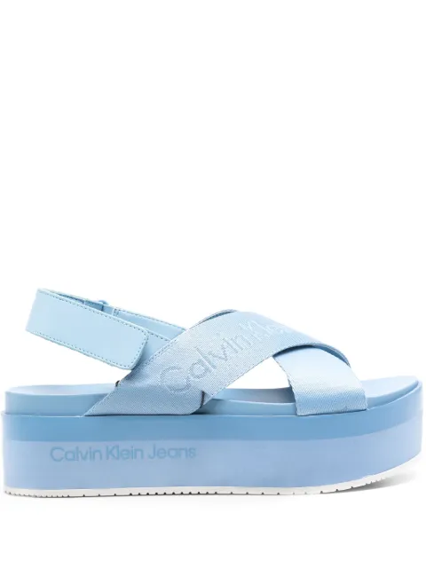 Calvin Klein Jeans 55mm logo-jacquard flatform sandals Blue YW0YW01362