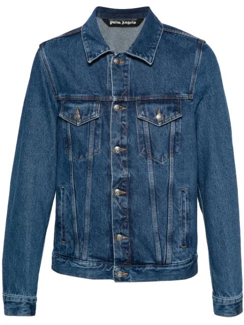 Palm Angels embossed-monogram denim jacket Blue PMYE027R24DEN001