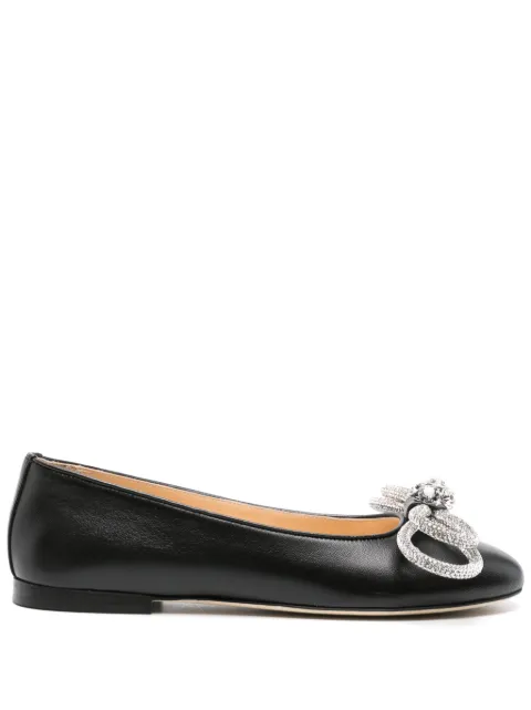 MACH & MACH Double Bow leather ballerina shoes Black R24S0380NAPBLK