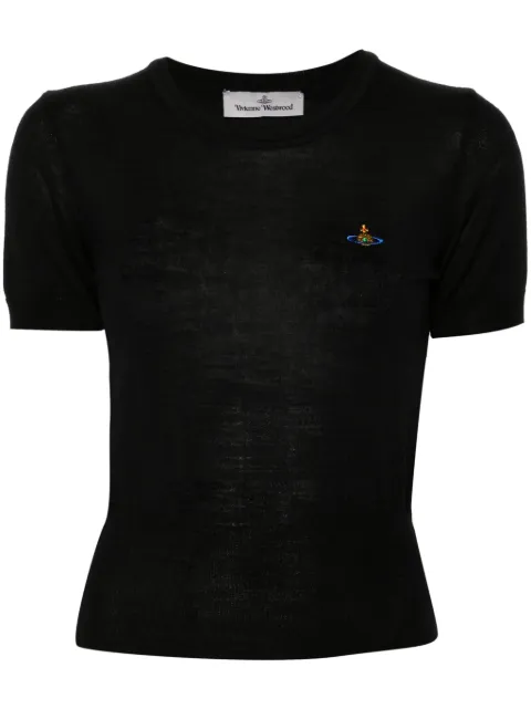 Vivienne Westwood Orb-embroidered knitted top Black 1803002QY001A