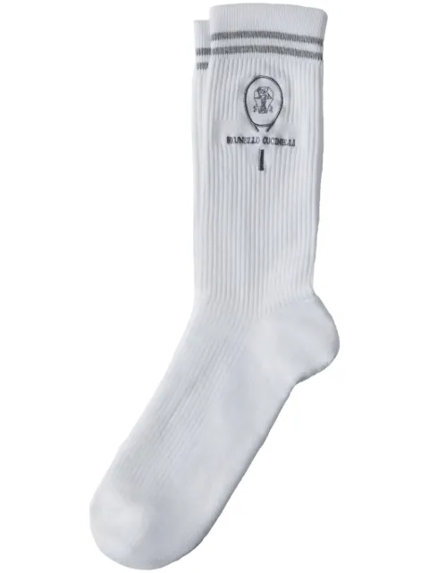 Brunello Cucinelli logo-embroidered socks White MCS93585TCV420