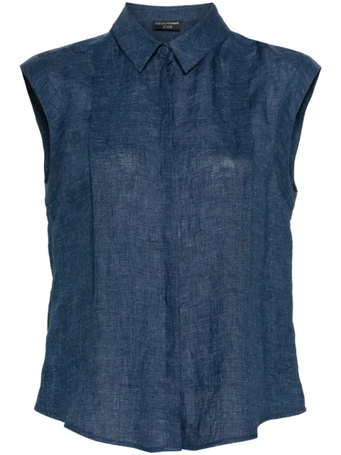 Emporio Armani pleat-detailing chambray shirt Blue E3NC16F2017