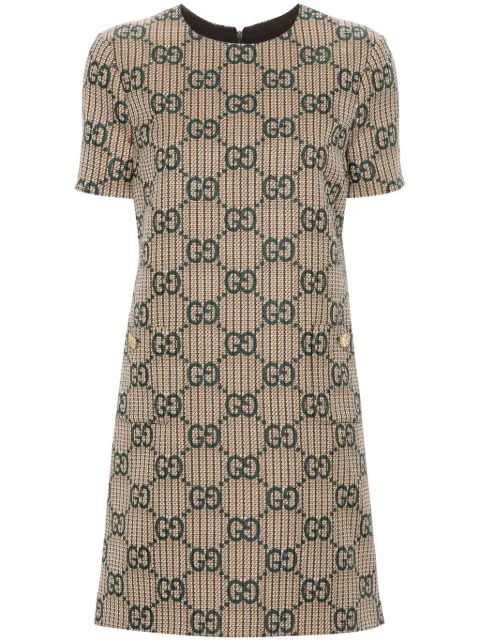 Gucci GG-jacquard wool dress Neutrals 771431ZAO94