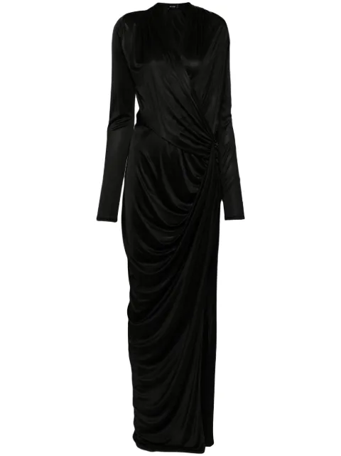 Atlein gathered wrap gown Black RA26