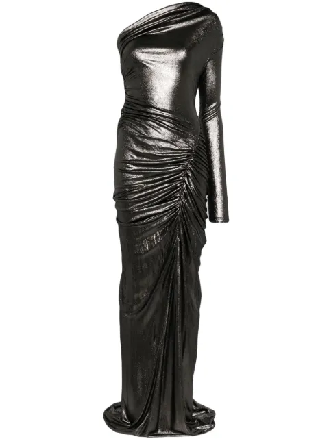 Atlein metallic draped gown Metallic R75231