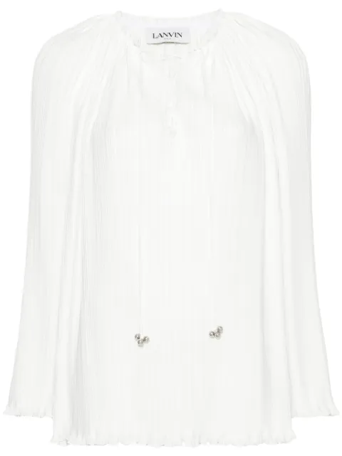 Lanvin plissé lace-up blouse White RWTO00015904P24001